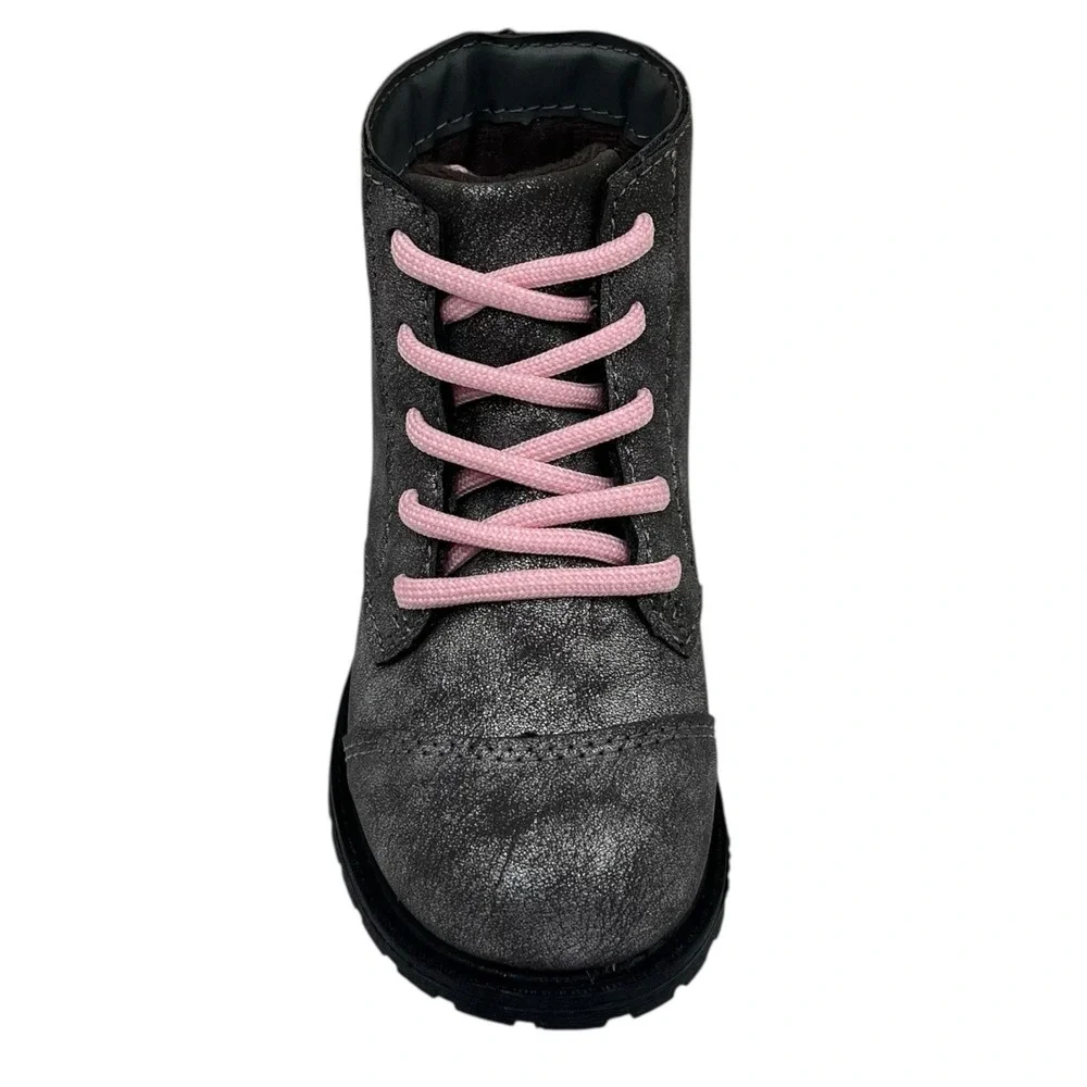 OshKosh B'Gosh Little Girls Ankle Fashion Boots Size 11 Gray Rose Pink Lace Up